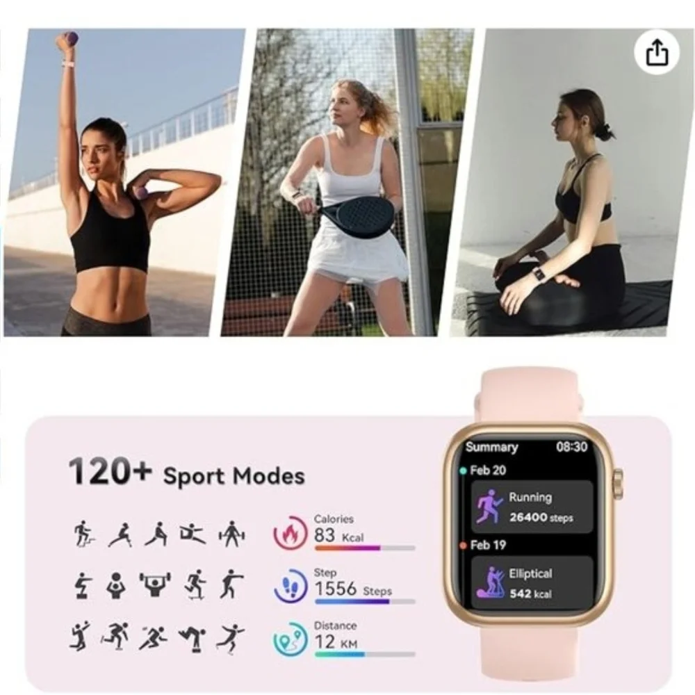 Smartwatch with Pink Silicone Strap – Brand New in Box